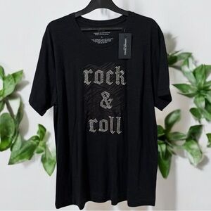 NWT (S) UNSWEETENED NEW YORK Rock & Roll Tee Silver Studded Rhinestone Black - S